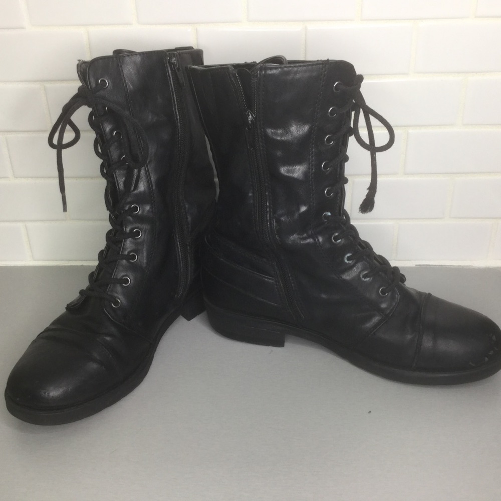 White Mountain black combat boots SZ 7.5